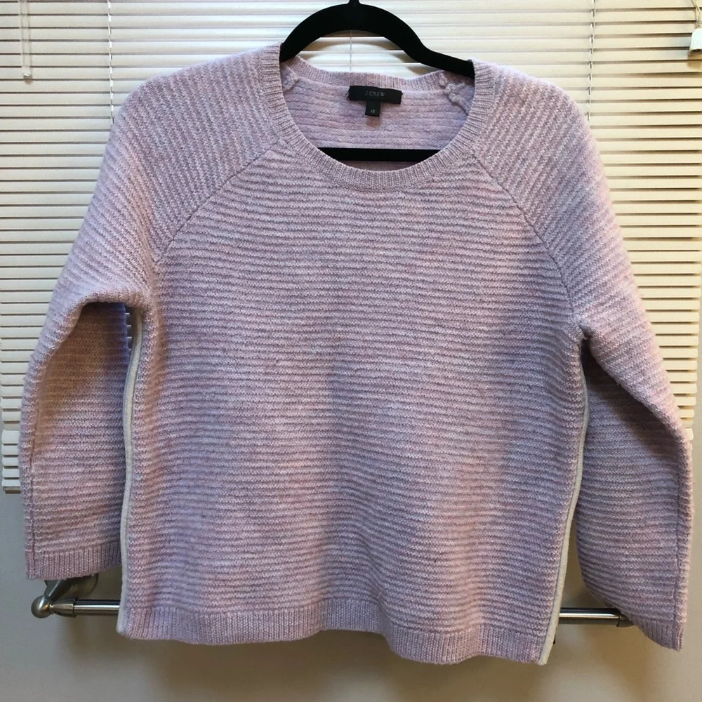 J. Crew 100% Merino Wool Crew Neck Sweater with Zipper Sides